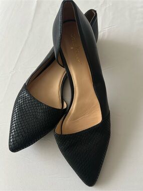 Cole Haan Black Pointed D'Orsay Flats with Textured Toe